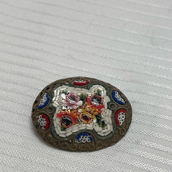 Vintage Micro Mosaic Brooch Made in Italy - Picture 1 of 7
